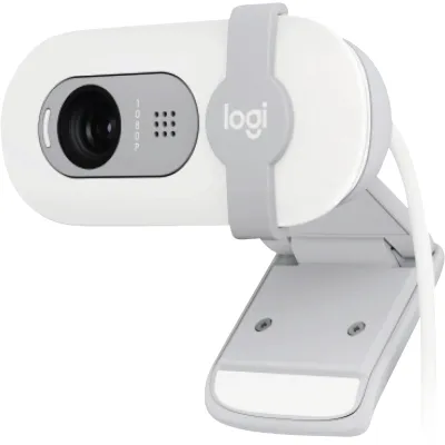 Logitech Webcam BRIO 100 / 960-001585 | Full HD 1080p | USB | Mikrofon | Abdeckblende | Beleuchtungskorrektur | Weiß