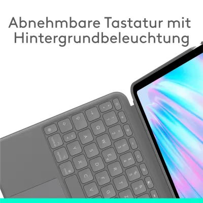 Logitech Combo Touch Tastatur-Case für iPad Air 11" (M2/2024, 5. Gen) | DE-Layout | abnehmbar | Trackpad | beleuchtet