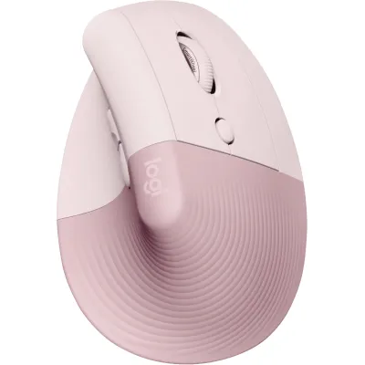 Logitech Ergonomische Maus Lift Vertical | kabellos | Bluetooth & Logi Bolt | 4000 dpi | 6 Tasten | leise Klicks | rosa