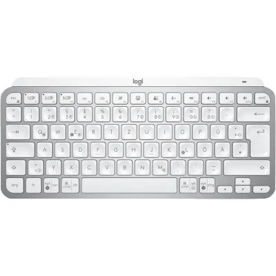 Logitech Tastatur MX Keys Mini | Bluetooth kabellos | DE-Layout | beleuchtet | kompakt | USB-C | hellgrau