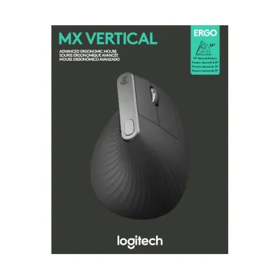Logitech Maus MX Vertical 910-005448 | Ergonomisch kabellos | 4000 dpi | Bluetooth & USB | Rechtshänder | Grau