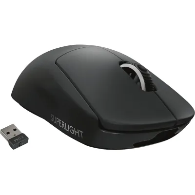 Logitech PRO X SUPERLIGHT Wireless Gaming Maus 910-005880 | HERO 25K Sensor | 25.400 dpi | 63g | 5 Tasten | Schwarz