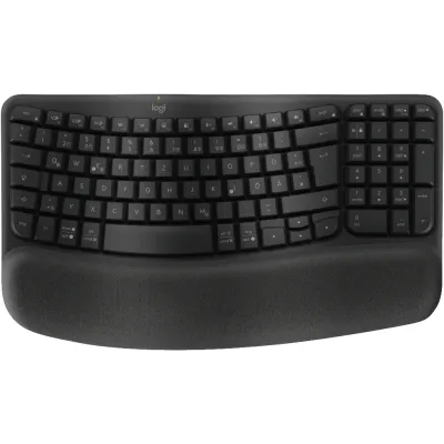 Logitech Wave Keys Kabellose ergonomische Tastatur | DE-Layout QWERTZ | Nummernblock | Bluetooth | Graphit