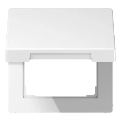 JUNG Klappdeckel LS990KLWW | Abdeckung für Steckdosen 50x50 mm | Duroplast glänzend | IP44 | alpinweiß
