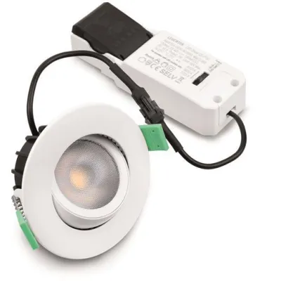 LTEK Einbaustrahler IP65 schwenkbar SPME 6W 570lm 27/3/4K dimmbar DA68mm weiß