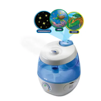 Wick Luftbefeuchter WUL575E4 2in1 Mini Kaltluft Ultraschall | Bildprojektionssystem | leise | VapoPads | 28x29 cm