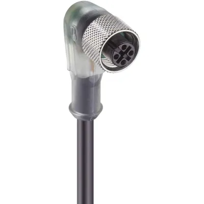 Belden Rundsteckverbinder RKWT/LED P4-225/15m | M12 4-polig | LED-Anzeige | 15m PUR-Kabel | rechtwinklig | schwarz