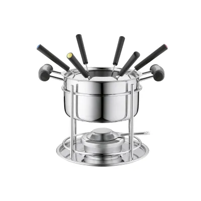 MÄSER Fondueset 11-teilig | Edelstahl | für 6 Personen | induktionsgeeignet | Ø16 cm Topf | inkl. Rechaud & Fonduegabeln