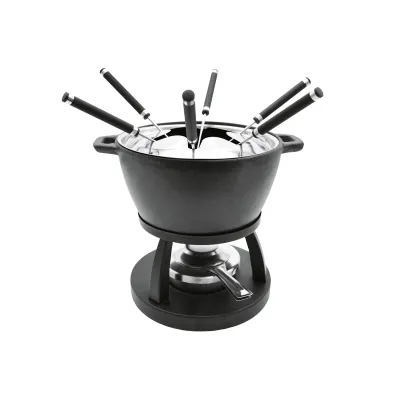 MÄSER Fondueset Guss 10-tlg. | Fondue-Set für 6 Personen | Gusseisen, Edelstahl | Spülmaschinengeeignet | Schwarz