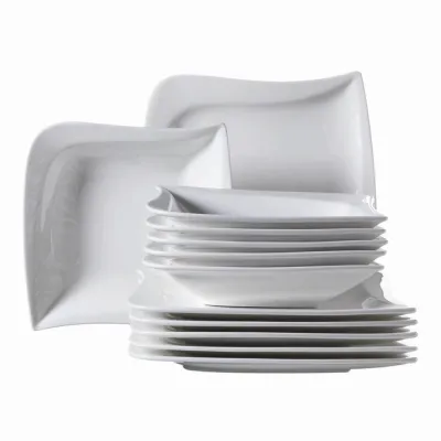 Verso Tafelservice La Musica 830134 | 12-teilig | Porzellan | mikrowellengeeignet | spülmaschinenfest | weiß