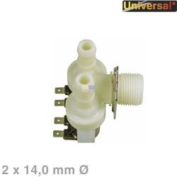 Magnetventil Universal 2-fach 90° 14,0mmØ für Waschmaschine Geschirrspüler