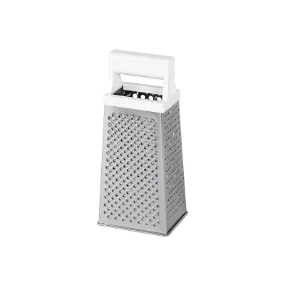 Magu Vierkantreibe 171521 | Küchenreibe Edelstahl | 4-seitig | Weißer Griff | Spülmaschinenfest | 24 cm | Silber