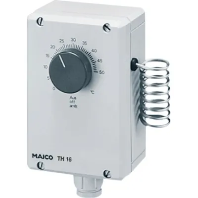 Maico TH 16 Raumthermostat 230V 16A | Aufputz IP54 | 0–50°C | grau | Ventilator-Steuerung