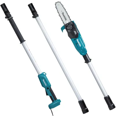 Makita Akku-Hochentaster DUA200Z 18V | Teleskop bis 2,5 m | werkzeugloser Kettenwechsel | schmaler Sägekopf | Blau