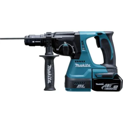 Makita Akku-Kombihammer DHR243RTJ | SDS-Plus | 18V 5,0Ah Li-Ion | bürstenlos | 2 Akkus Ladegerät Makpac | blau/schwarz
