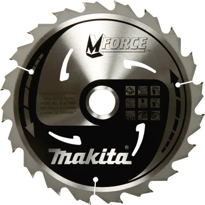 Makita Kreissägeblatt B-32007 M-Force | 165 mm x 20 mm | 24 Zähne | für Holz | langlebig & robust | silber