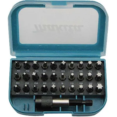 Makita Bit-Set P-73374 | 31-teilig | Torx T8-T40 | PH 1-3 | PZ 1-3 | magnetischer Universalhalter | Kunststoffbox