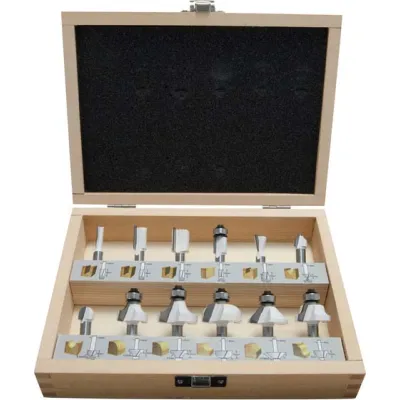 Makita Fräser-Set D-53556 | 12-teilig | 8 mm Schaft | HM Hartmetall | für Oberfräse | für Holz & Massivholz | Schwarz