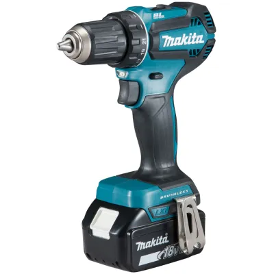 Makita Akku-Bohrschrauber DDF485RFJ 18V | 2 Akkus 3,0Ah + Ladegerät | bürstenlos | 2-Gang | LED | Schwarz/Petrol