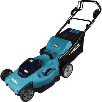 Makita Akku-Rasenmäher DLM539PT2 2x18V 5,0Ah | 53 cm Schnittbreite | 70 l Fangkorb | Radantrieb | höhenverstellbar