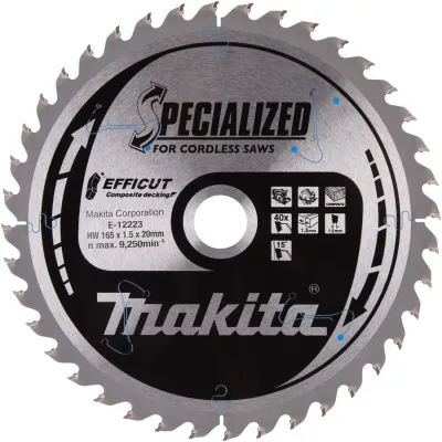 Makita Kreissägeblatt EFFICUT E-12223 | 165 mm x 20 mm | 40 Zähne | WPC & Holz | für Akku-Handkreissägen