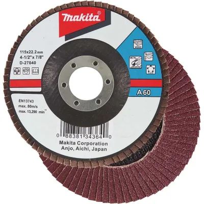 Makita Fächerschleifscheibe D-27109 | 125 mm | Körnung 80 | für Metall, Baustahl, Kunststoff | Winkelschleifer