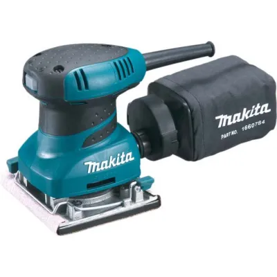 Makita BO4558J Schwingschleifer 200W | Anti-Vibration | Einhandbedienung | Staubabsaugung | MAKPAC | Alu-Grundplatte