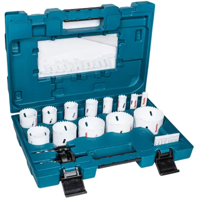 Makita Bohrer-Set D-63993 | Lochsägenset 16-teilig | 16–76 mm | universal | Holz, PVC, Aluminium | Transportkoffer