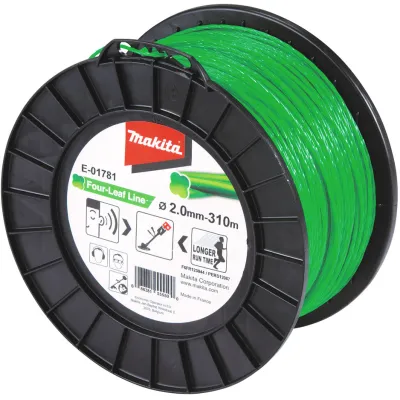 Makita Mähfaden Four Leaf E-01781 | Rasentrimmer Zubehör | 2,0mm | 310m | leise | passend für Akku-Trimmer
