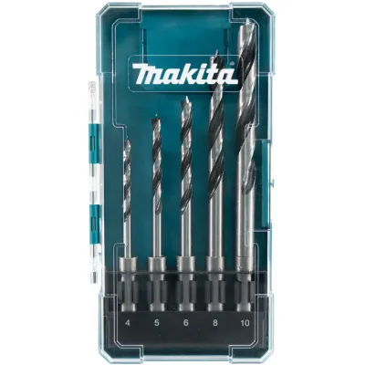 Makita SDS-PLUS Holzbohrer Set E-15148 | 5-teilig | Ø 4-10 mm | lange Standzeit | Kunststoffbox | für Holz