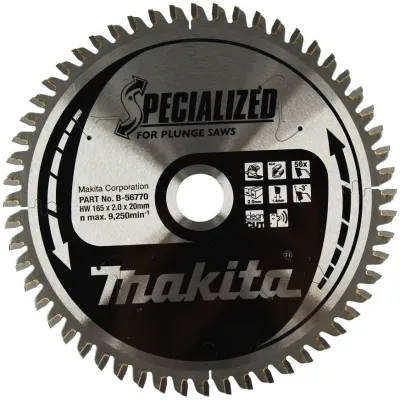 Makita Kreissägeblatt B-56770 | 165x20 mm | 56 Zähne | Sägeblatt für Aluminium & Metall | 1,4 mm Stärke | Schnelllauf
