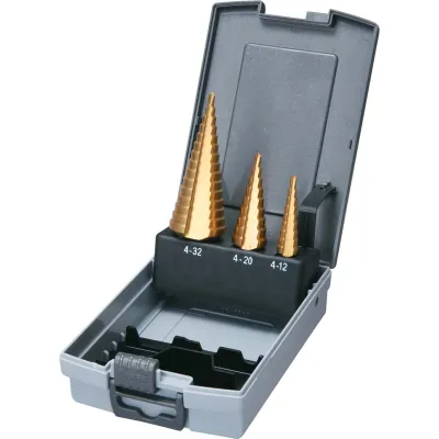 Makita Stufenbohrer-Set HSS 3-teilig D-46573 | Metallbohrer 4-12mm 4-20mm 6-30mm | 2 Schneiden | für Metallbearbeitung