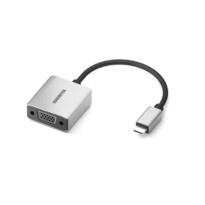 MARMITEK Adapter USB-C zu VGA | 15 cm flexibel | Aluminiumgehäuse | 1920x1200@60Hz | für MacBook, iPad, Chromebook
