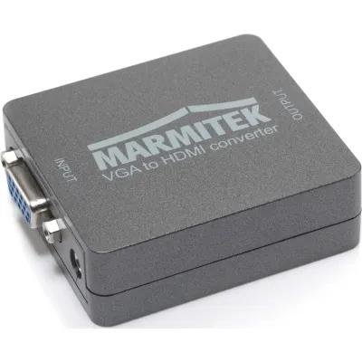 Marmitek VGA HDMI Konverter Connect VH51 | Adapter VGA auf HDMI mit Audio | 720p/1080p Umschalter | schwarz