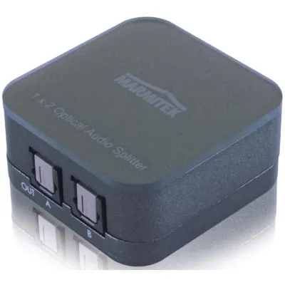 MARMITEK Audio Splitter Split TS12 | Toslink Umschalter 1 Eingang 2 Ausgänge | S/PDIF | 192 kHz | Schwarz