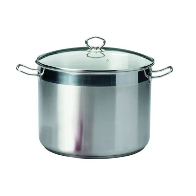 KRÜGER Maxi-Allzwecktopf 74234 | Edelstahl Kochtopf 20 Liter | Ø 32 cm | Kapselboden Induktion | Glasdeckel | satiniert