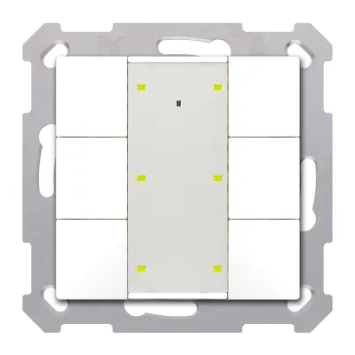 MDT KNX Taster Plus 55 | BE-TA55P6.02 | 6-fach Tastsensor Unterputz | LED-Anzeige | Beschriftungsfeld | Reinweiß matt
