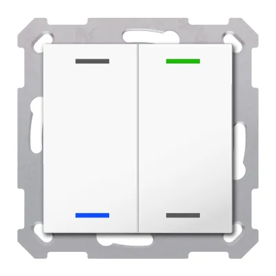 MDT Taster Light 55 BE-TAL5502.01 | KNX Taster 2-fach | RGBW LED | 4 Tasterflächen | Unterputz | glänzend | RAL 9010