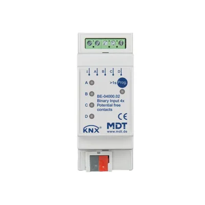 MDT Binäreingang 4-fach BE-04000.02 | KNX | REG | 2TE | potentialfrei | LED-Anzeige | für Taster, Schalter