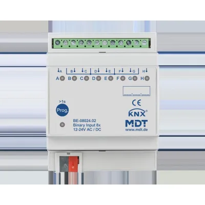 MDT Binäreingang BE-08024.02 | KNX 8-fach REG 4TE | 12-24V AC/DC | LED-Anzeige | Für Taster, Schalter, Fensterkontakte