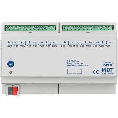 MDT Binäreingang BE-16000.02 | KNX 16-fach | REG 8TE | potentialfrei | LED-Anzeige | für Taster, Schalter