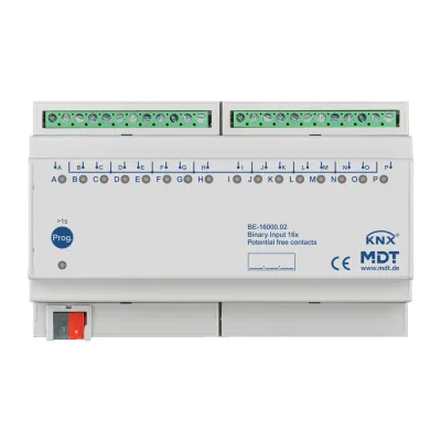 MDT Binäreingang BE-16000.02 | KNX 16-fach | REG 8TE | potentialfrei | LED-Anzeige | für Taster, Schalter