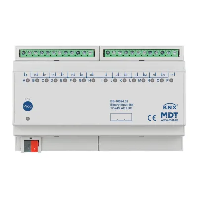 MDT Binäreingang BE-16024.02 | KNX | 16-fach | REG 8TE | 12-24V AC/DC | LED-Anzeige