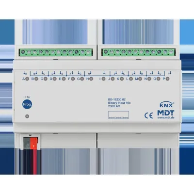 MDT Binäreingang BE-16230.02 | KNX REG 16-fach | 8TE | 230V AC | LED-Anzeige | für Taster, Schalter, Fensterkontakte