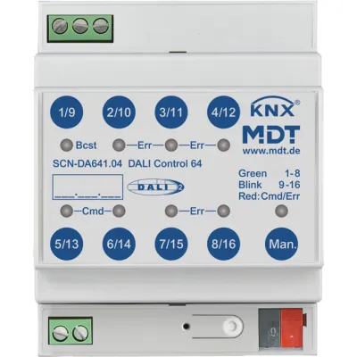 MDT DALI Control 64 Gateway SCN-DA641.04 | KNX Schnittstelle | 4TE REG | DALI-2 zertifiziert | 64 EVG | RGBW DT8 | IP20