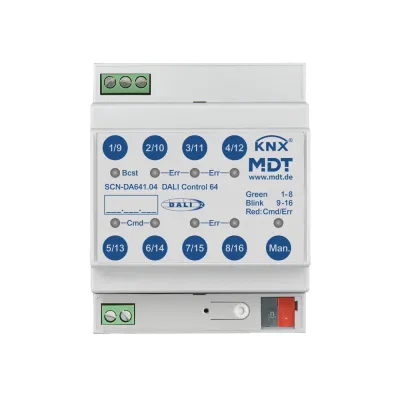 MDT DALI Control 64 Gateway SCN-DA641.04 | KNX Schnittstelle | 4TE REG | DALI-2 zertifiziert | 64 EVG | RGBW DT8 | IP20