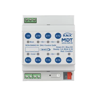 MDT DALI Control Gateway SCN-DA642.04 | 2x64 Kanäle | KNX REG 4TE | DALI-2 zertifiziert | DT6/DT8 | IP20