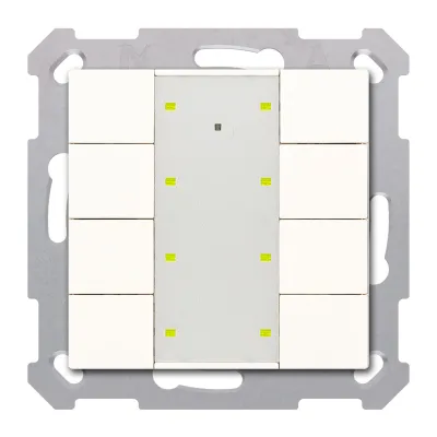 MDT KNX Funk Taster Plus RF-TA55A8.01 | 8-fach Tastsensor mit Aktor | 55 mm | Unterputz | LED | beschriftbar | weiß
