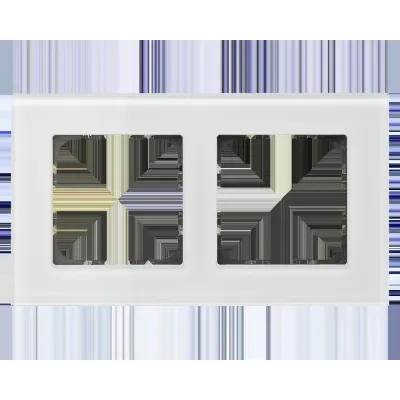 MDT Glasrahmen 2-fach BE-GTR2W.01 | Abdeckrahmen 55 mm Programme | Glas glänzend | 92x163 mm | weiß