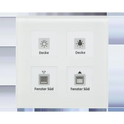 MDT Glastaster 4-fach Plus BE-GT04W.01 | KNX Tastsensor Unterputz | 4 Sensorflächen | LED-Anzeige | Glas glänzend | Weiß